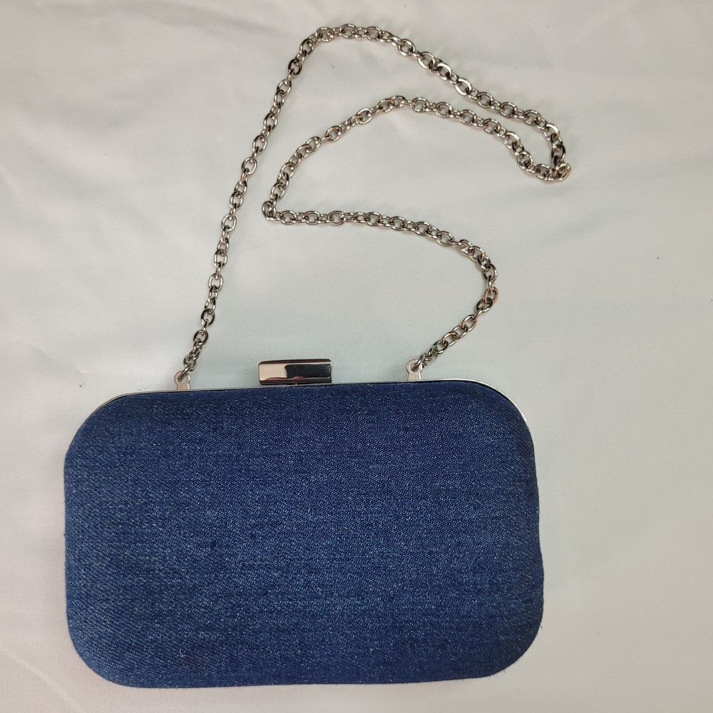 Style & Co. Chic Demin Clutch Crossbody Chain Hard Shell